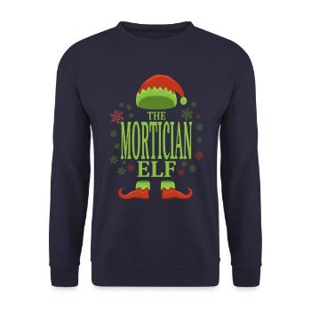 Bestatter Weihnachtself - Unisex Pullover - Navy - Vorne - Alina (178cm) & Michal (187cm)