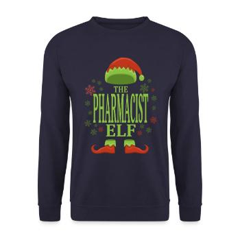 Pharmacist Christmas Elf - Unisex Sweatshirt - navy - Front - Alina (178cm) & Michal (187cm)