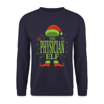 Arzt Weihnachtself - Unisex Pullover - Navy - Vorne - Alina (178cm) & Michal (187cm)