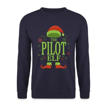 Pilot Christmas Elf - Unisex Sweatshirt - navy - Front - Alina (178cm) & Michal (187cm)