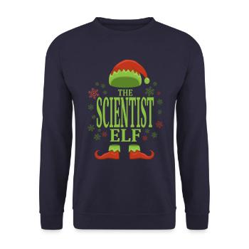 Wissenschaftler Weihnachtself - Unisex Pullover - Navy - Vorne - Alina (178cm) & Michal (187cm)