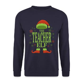 Lehrer Weihnachtself - Unisex Pullover - Navy - Vorne - Alina (178cm) & Michal (187cm)