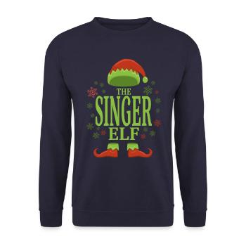 Sänger Weihnachtself - Unisex Pullover - Navy - Vorne - Alina (178cm) & Michal (187cm)