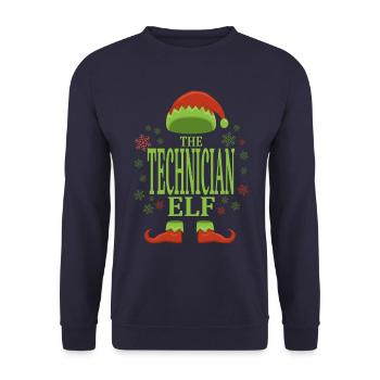 Techniker Weihnachtself - Unisex Pullover - Navy - Vorne - Alina (178cm) & Michal (187cm)