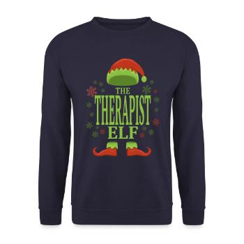 Therapeut Weihnachtself - Unisex Pullover - Navy - Vorne - Alina (178cm) & Michal (187cm)