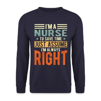 Krankenschwester - Unisex Pullover - Navy - Vorne - Alina (178cm) & Michal (187cm)