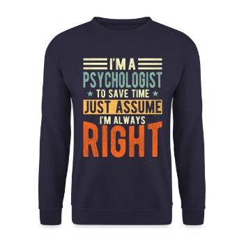 Psychologe - Unisex Pullover - Navy - Vorne - Alina (178cm) & Michal (187cm)