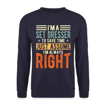 Set Dresser - Unisex Sweatshirt - navy - Front - Alina (178cm) & Michal (187cm)