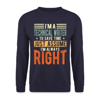 Technischer Schreiber - Unisex Pullover - Navy - Vorne - Alina (178cm) & Michal (187cm)