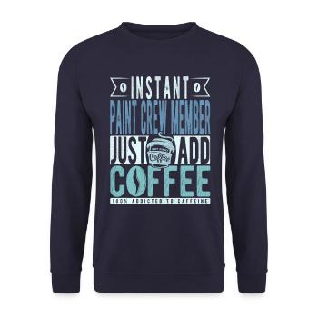 Peinture d’un membre de l’équipe en disant café - Sweat-shirt Unisexe - marine - Devant - Alina (178cm) & Michal (187cm)