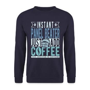 Panel Racket Coffee Saying - Unisex Sweatshirt - navy - Front - Alina (178cm) & Michal (187cm)