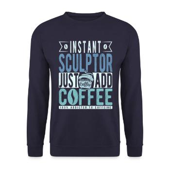 Sculptor coffee saying - Unisex Sweatshirt - navy - Front - Alina (178cm) & Michal (187cm)