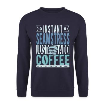 Seamstress coffee saying - Unisex Sweatshirt - navy - Front - Alina (178cm) & Michal (187cm)