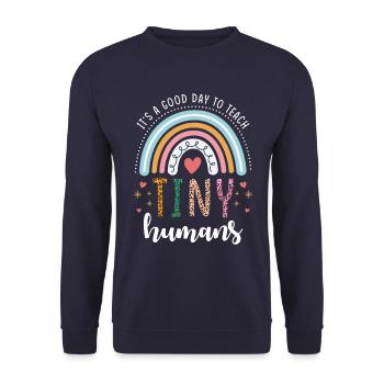 Grundschullehrerin Regenbogen - Unisex Pullover - Navy - Vorne - Alina (178cm) & Michal (187cm)