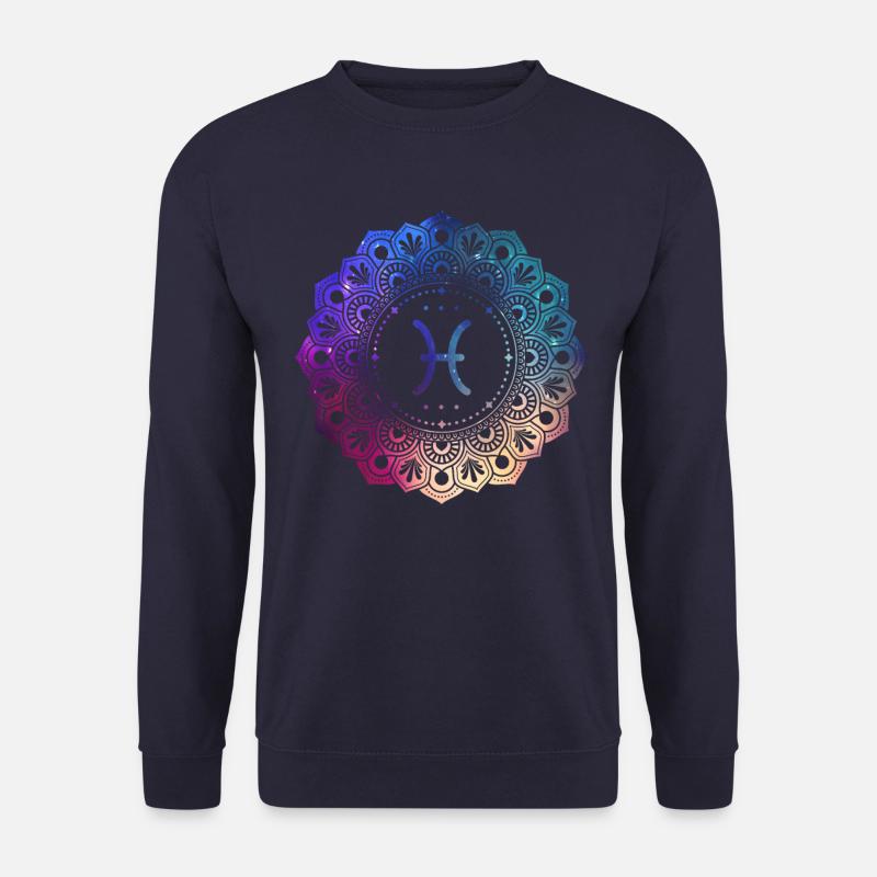 Pisces Zodiac Symbol Mandala - Unisex Sweatshirt - navy