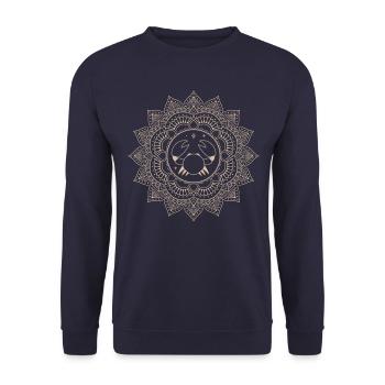 Krebs Tierkreiszeichen Mandala - Unisex Pullover - Navy - Vorne - Alina (178cm) & Michal (187cm)