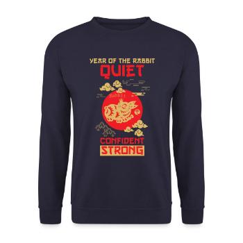 Hase Chinesisches Tierkreiszeichen - Unisex Pullover - Navy - Vorne - Alina (178cm) & Michal (187cm)