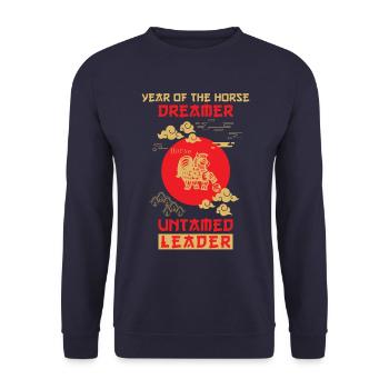 Pferd Chinesisches Tierkreiszeichen - Unisex Pullover - Navy - Vorne - Alina (178cm) & Michal (187cm)