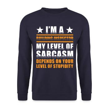Building inspector Spruch - Unisex Sweatshirt - navy - Front - Alina (178cm) & Michal (187cm)