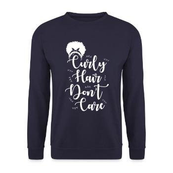 I don't care about curly hair - Unisex Sweatshirt - navy - Front - Alina (178cm) & Michal (187cm)