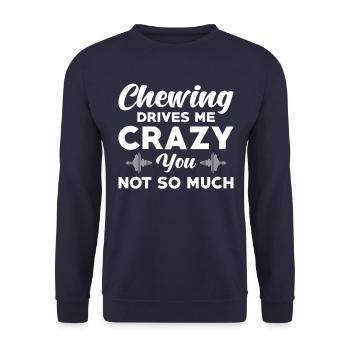 Misophonie Spruch Kauen - Unisex Pullover - Navy - Vorne - Alina (178cm) & Michal (187cm)