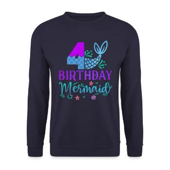 4th Birthday Mermaid - Unisex Sweatshirt - navy - Front - Alina (178cm) & Michal (187cm)