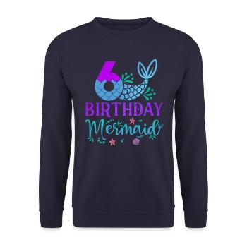 6ème anniversaire Sirène - Sweat-shirt Unisexe - marine - Devant - Alina (178cm) & Michal (187cm)