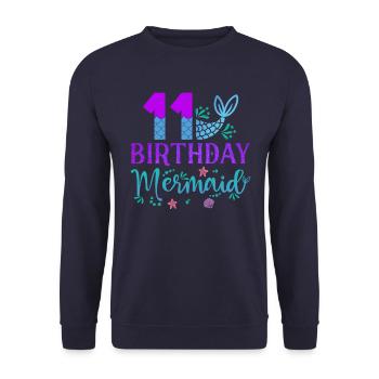 11th Birthday Mermaid - Unisex Sweatshirt - navy - Front - Alina (178cm) & Michal (187cm)