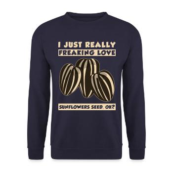Sonnenblumenkerne - Unisex Pullover - Navy - Vorne - Alina (178cm) & Michal (187cm)