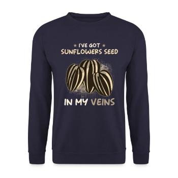 Sonnenblumenkerne - Unisex Pullover - Navy - Vorne - Alina (178cm) & Michal (187cm)