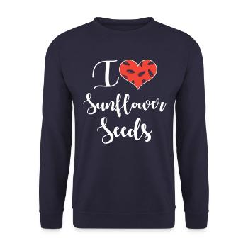 Sonnenblumenkerne Liebe - Unisex Pullover - Navy - Vorne - Alina (178cm) & Michal (187cm)