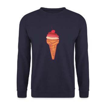 Glacée à la cerise dans une gaufre - Sweat-shirt Unisexe - marine - Devant - Alina (178cm) & Michal (187cm)