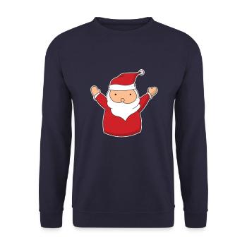 Père Noël Dessiné à la main - Sweat-shirt Unisexe - marine - Devant - Alina (178cm) & Michal (187cm)