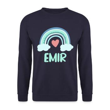 Emir Name Rainbow Baby - Unisex Sweatshirt - navy - Front - Alina (178cm) & Michal (187cm)