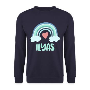 Ilya's Name Rainbow Baby - Unisex Sweatshirt - navy - Front - Alina (178cm) & Michal (187cm)