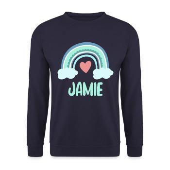 Jamie Name Rainbow Baby - Unisex Sweatshirt - navy - Front - Alina (178cm) & Michal (187cm)