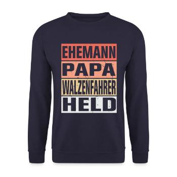 Walzenfahrer Vater Ehemann Held - Unisex Pullover - Navy - Vorne - Alina (178cm) & Michal (187cm)