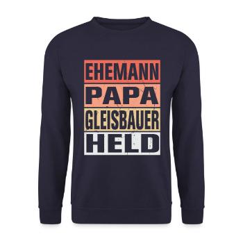 Gitarrist Vater Ehemann Held - Unisex Pullover - Navy - Vorne - Alina (178cm) & Michal (187cm)
