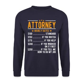 Rechtsanwalt Stundenlohn - Unisex Pullover - Navy - Vorne - Alina (178cm) & Michal (187cm)