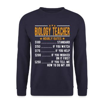 Professeurs de biologie Salaire horaire - Sweat-shirt Unisexe - marine - Devant - Alina (178cm) & Michal (187cm)