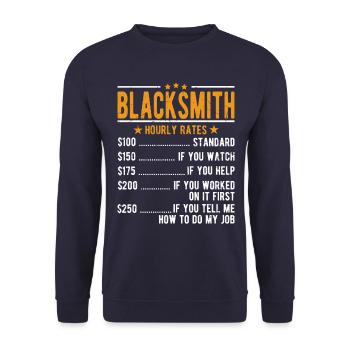 Blacksmith hourly wage - Unisex Sweatshirt - navy - Front - Alina (178cm) & Michal (187cm)