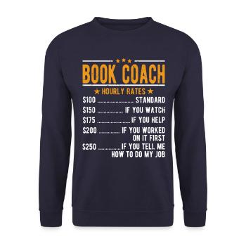 Salaire horaire du formateur de livres - Sweat-shirt Unisexe - marine - Devant - Alina (178cm) & Michal (187cm)