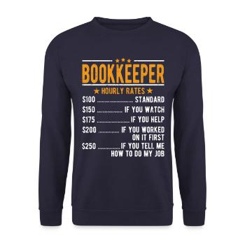 Buchhalter Stundenlohn - Unisex Pullover - Navy - Vorne - Alina (178cm) & Michal (187cm)