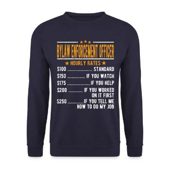 Bylaw Enforcement Officer Hourly Wage - Unisex Sweatshirt - navy - Front - Alina (178cm) & Michal (187cm)