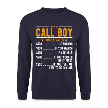 Call Boy hourly wage - Unisex Sweatshirt - navy - Front - Alina (178cm) & Michal (187cm)