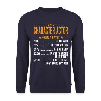Charakter Schauspieler Stundenlohn - Unisex Pullover - Navy - Vorne - Alina (178cm) & Michal (187cm)