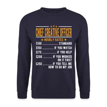 Head of the Design Department Hourly Wage - Unisex Sweatshirt - navy - Front - Alina (178cm) & Michal (187cm)