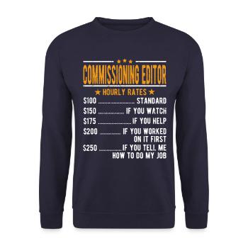 Rédacteur Salaire horaire - Sweat-shirt Unisexe - marine - Devant - Alina (178cm) & Michal (187cm)