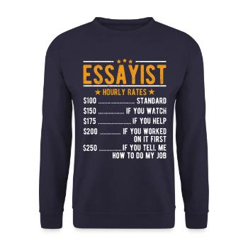 Essayist Hourly Wage - Unisex Sweatshirt - navy - Front - Alina (178cm) & Michal (187cm)