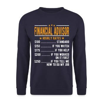Conseiller financier salaire horaire - Sweat-shirt Unisexe - marine - Devant - Alina (178cm) & Michal (187cm)